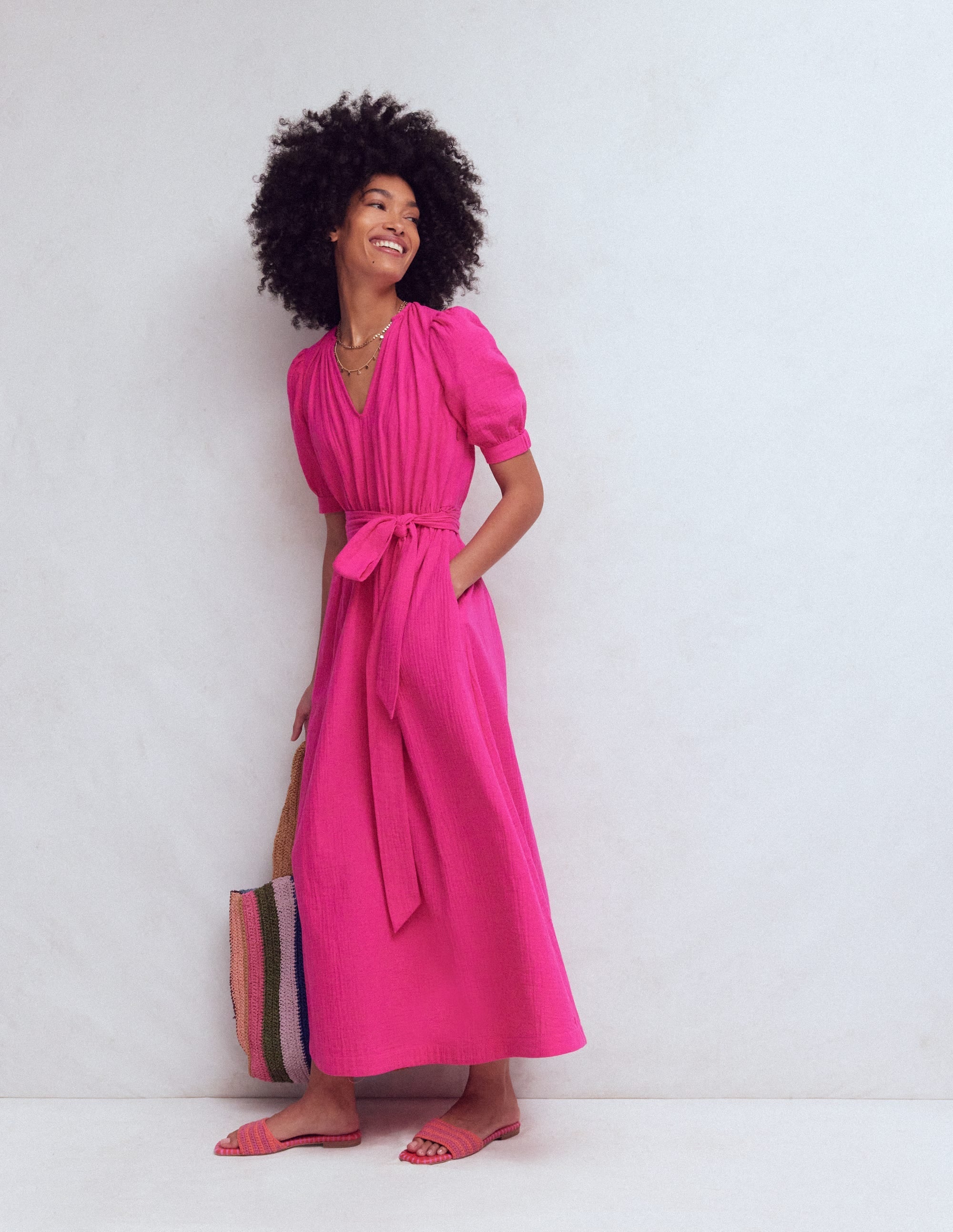 Double Cloth Puff Sleeve Dress