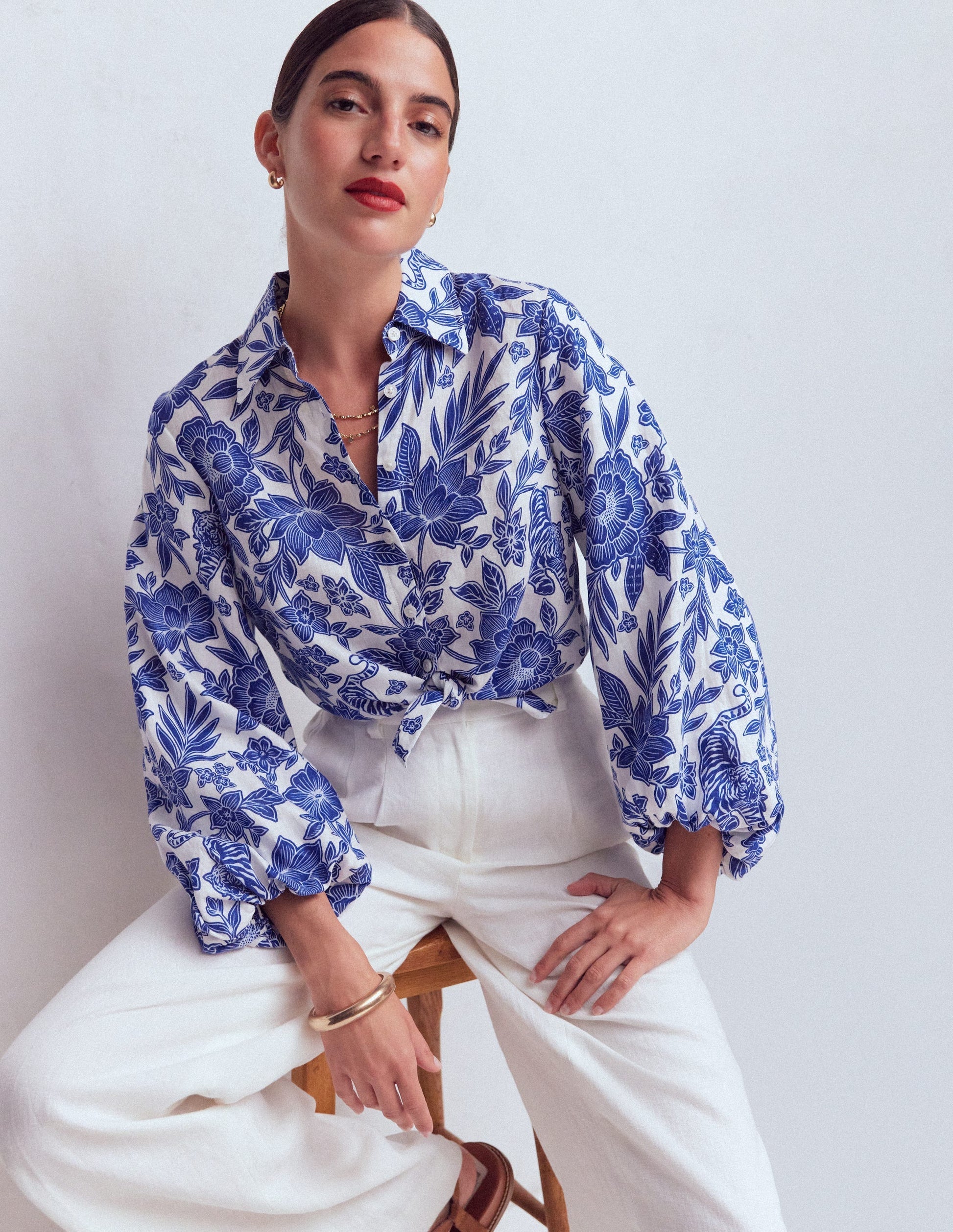 Puff Sleeve Linen Shirt