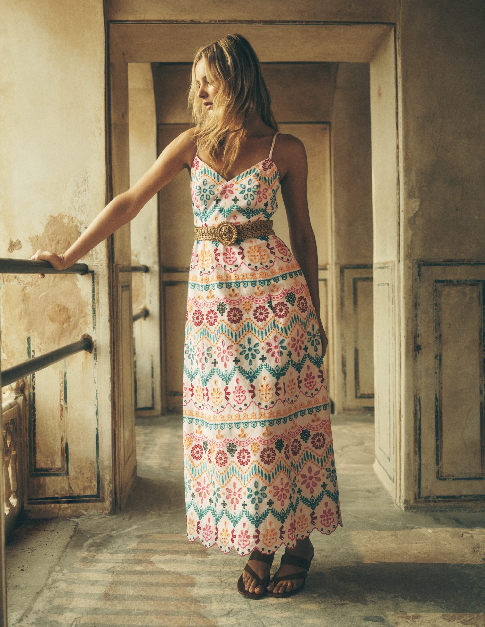 Empire Linen Broderie Dress