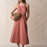 Cross Back Broderie Midi Dress