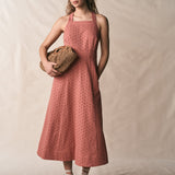 Cross Back Broderie Midi Dress