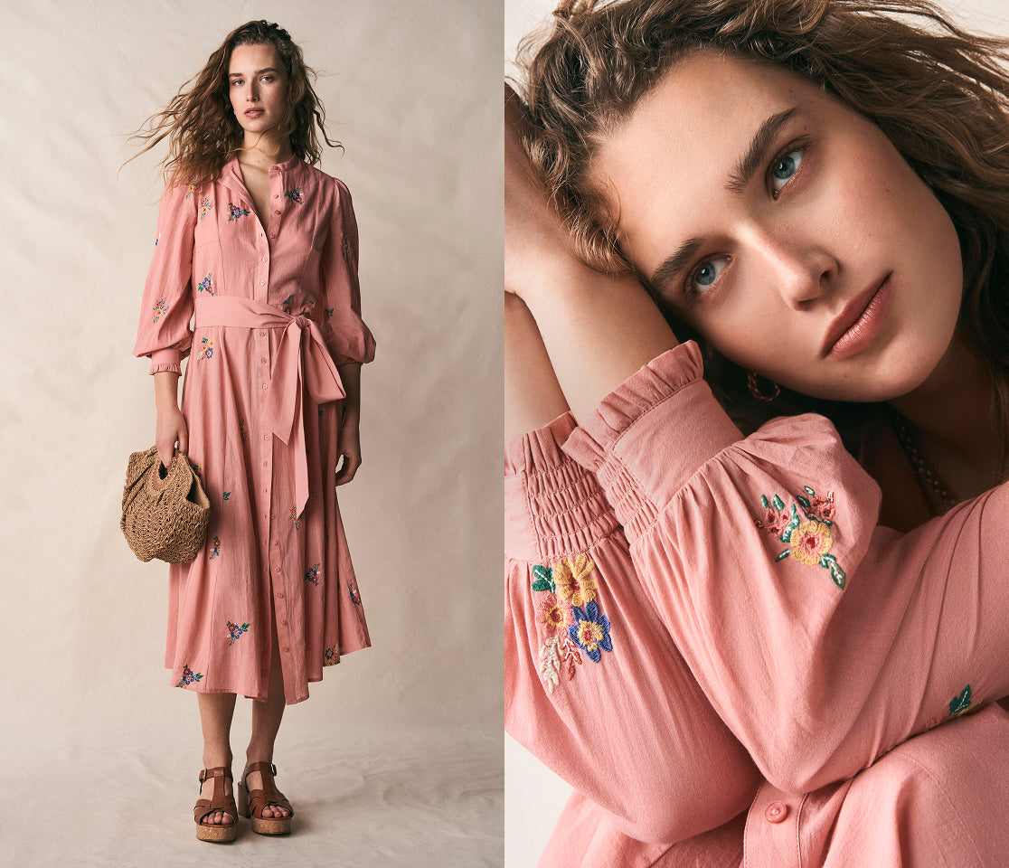 Embroidered Shirt Dress