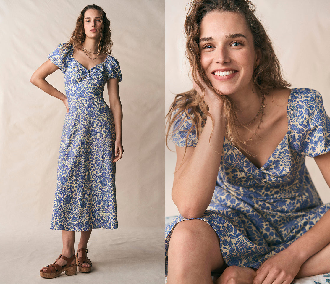 Twist Front Linen Blend Dress