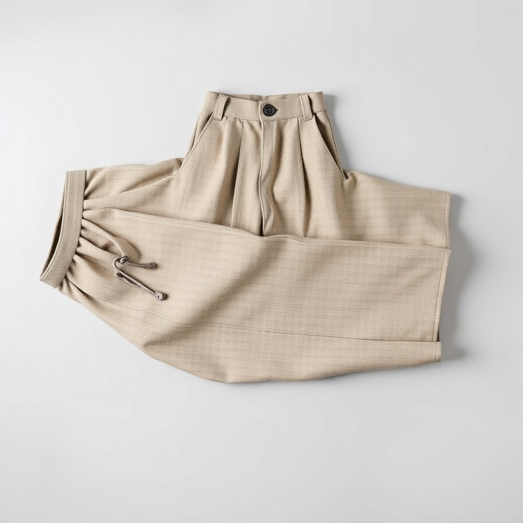 Structured Lambswool Wide-Leg Trousers